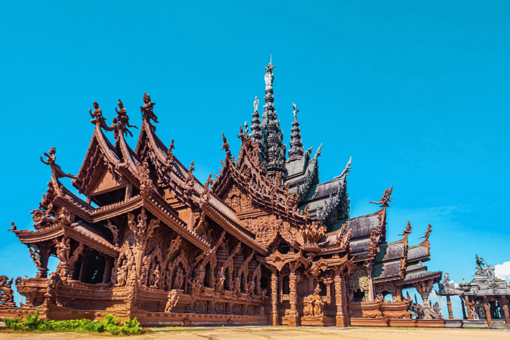 Sanctuary of Truth, located in Pattaya, Thailand.