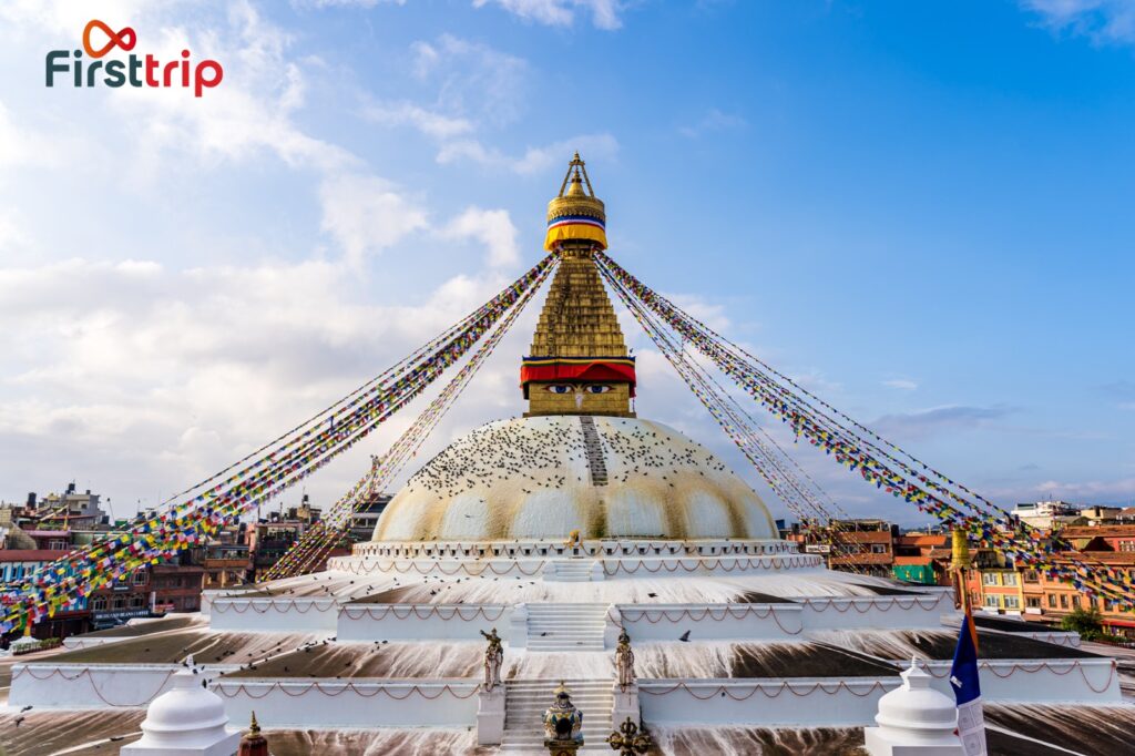 Boudhanath Stupa, located in Kathmandu, Nepal.